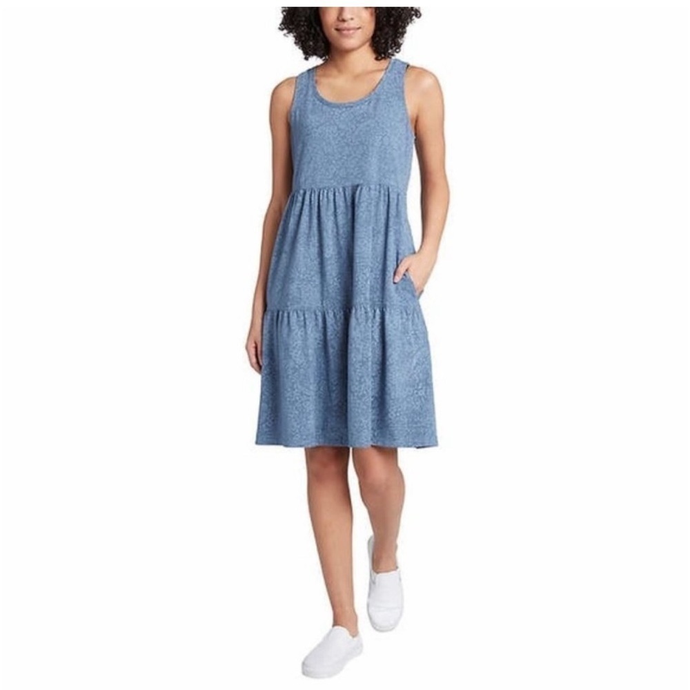 Frye Womens Tiered Dress Faded Bandana Blue white Print Size X-Large